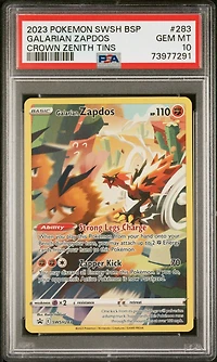 2023 Pokemon Swsh Black Star Promo 283 Galarian Zapdos Crown Zenith Tins PSA
