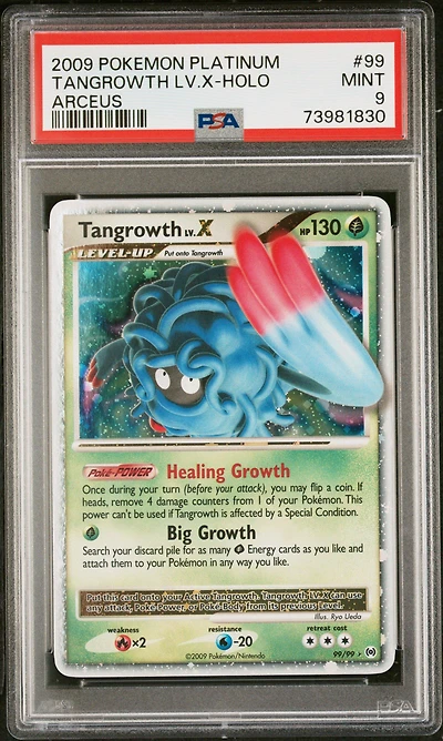 2009 Pokemon Platinum Arceus 99 Tangrowth Lv.x-holo PSA 9