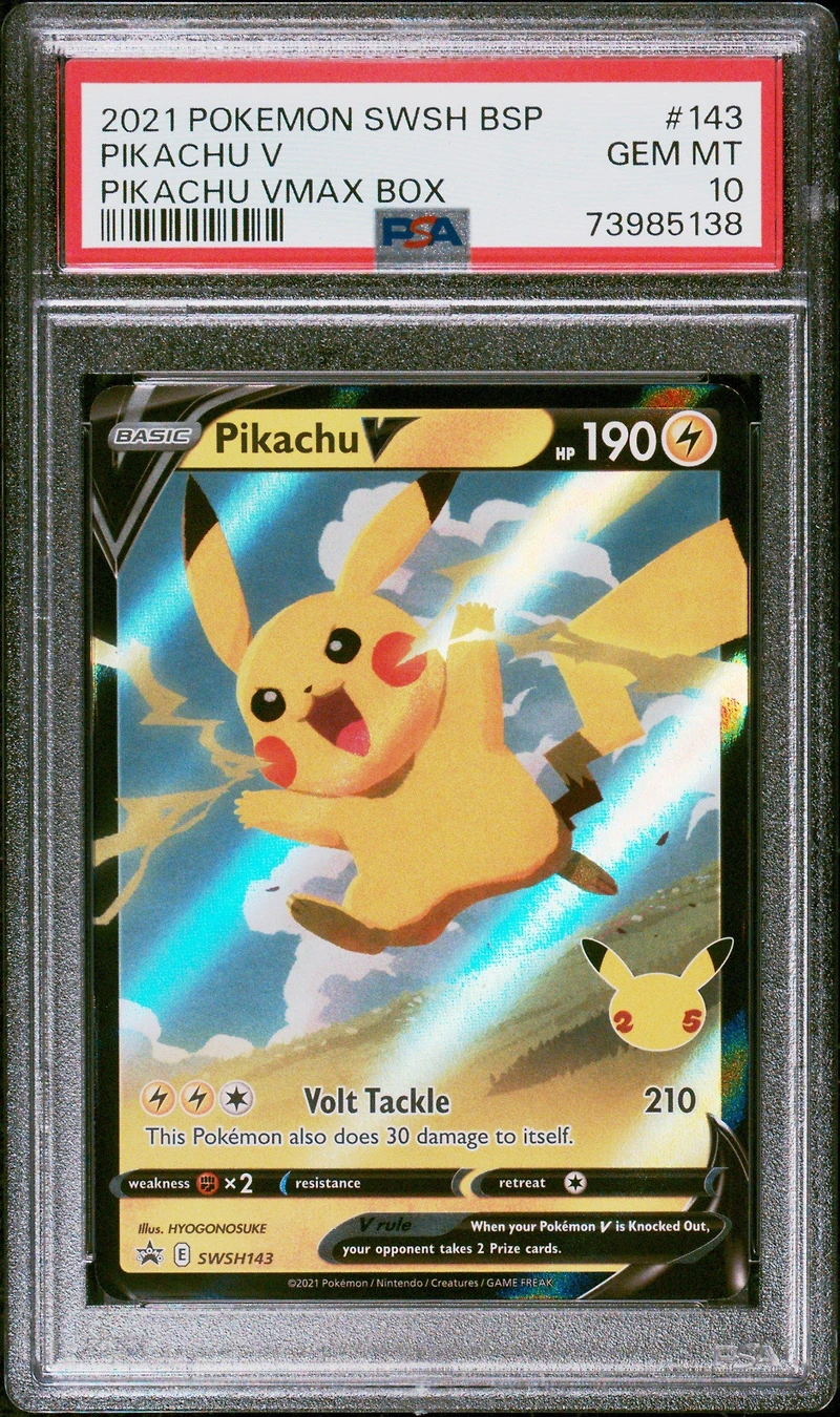 2021 Pokemon Swsh Black Star Promo 143 Pikachu V Pikachu Vmax Box PSA 10