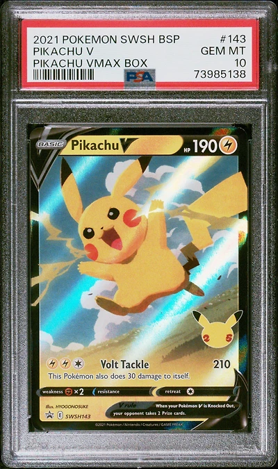 2021 Pokemon Swsh Black Star Promo 143 Pikachu V Pikachu Vmax Box PSA 10