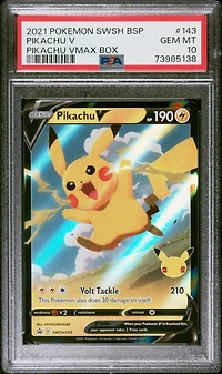 2021 Pokemon Swsh Black Star Promo 143 Pikachu V Pikachu Vmax Box PSA 10