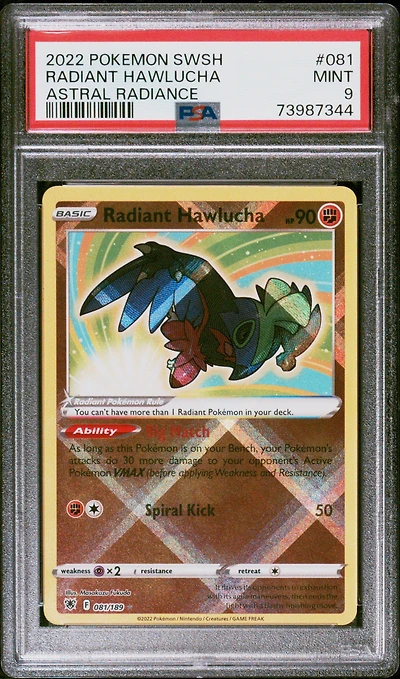 2022 Pokemon Sword & Shield Astral Radiance 081 Radiant Hawlucha PSA 9