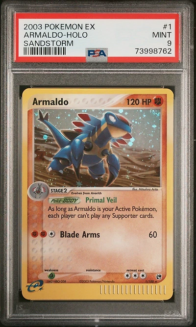 2003 Pokemon Ex Sandstorm 1 Armaldo-holo PSA 9