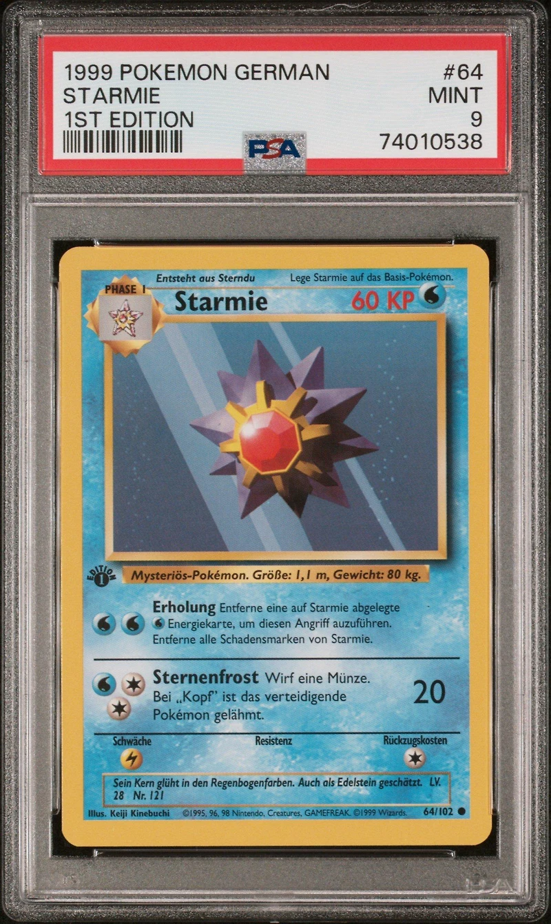 1999 Pokemon German 64 Starmie 1st Edition PSA 9