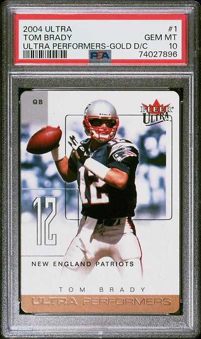 2004 Ultra Ultra Performers 1 Tom Brady Gold Die-cut PSA 10