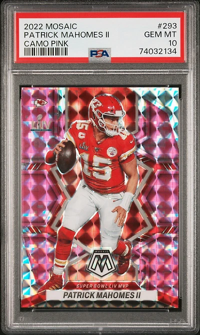 2022 Panini Mosaic 293 Patrick Mahomes Ii Camo Pink PSA 10