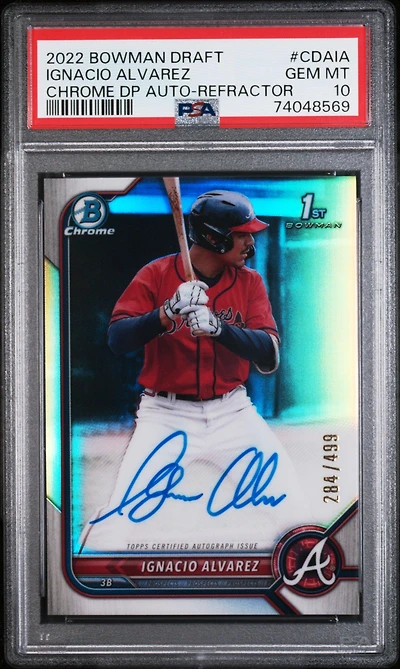 2022 Bowman Draft Chrome Draft Pick Autographs Cdaia Ignacio Alvarez Refractor PSA 10