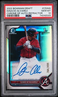 2022 Bowman Draft Chrome Draft Pick Autographs Cdaia Ignacio Alvarez Refractor PSA 10