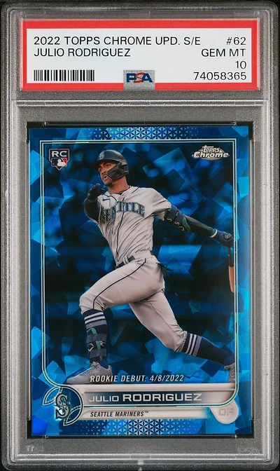 2022 Topps Chrome Update Sapphire Edition 62 Julio Rodriguez PSA 10