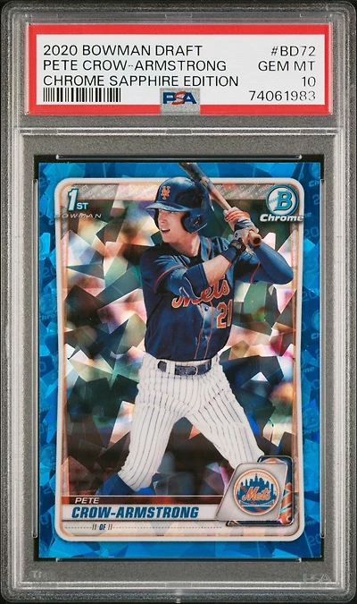 2020 Bowman Draft Chrome Sapphire Edition Bd72 Pete Crow-armstrong PSA 10