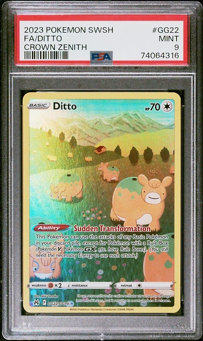 2023 Pokemon Sword And Shield Crown Zenith Gg22 Full Art/ditto PSA