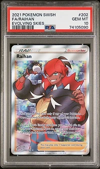 2021 Pokemon Sword & Shield Evolving Skies 202 Full Art/raihan PSA 10