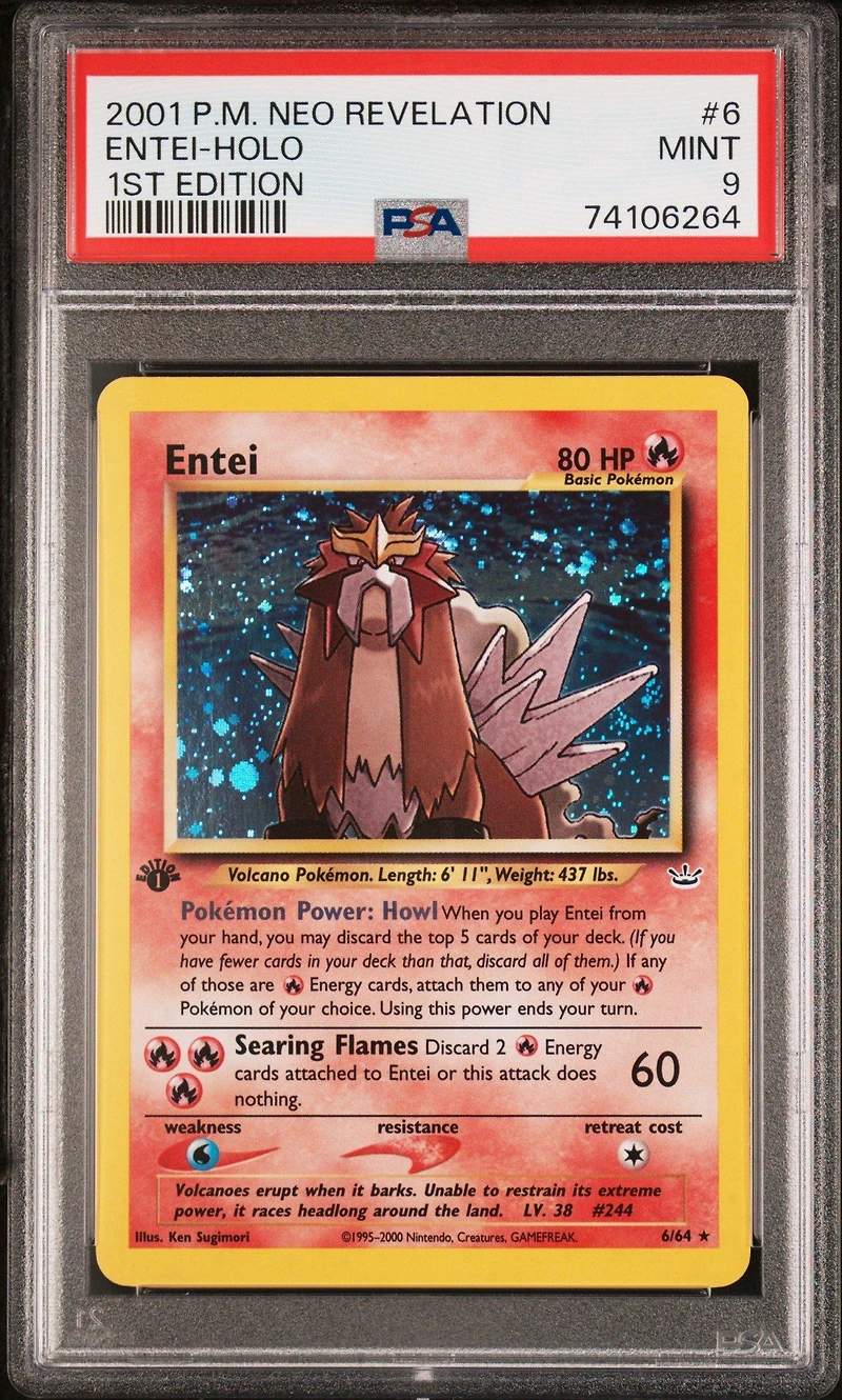 2001 Pokemon Neo Revelation 1st Edition 6 Entei-holo PSA 9