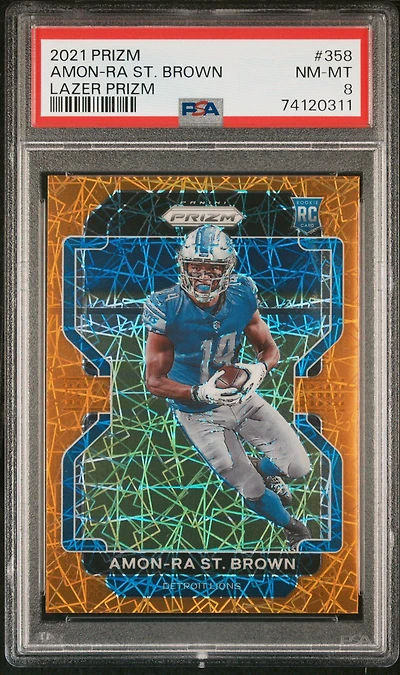 2021 Panini Prizm 358 Amon-ra St. Brown Lazer Prizm PSA 8