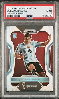 2022 Panini Prizm World Cup Qatar 4 Julian Alvarez Silver Prizm PSA 9