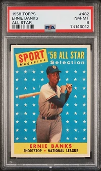 1958 Topps 482 Ernie Banks All Star PSA 8