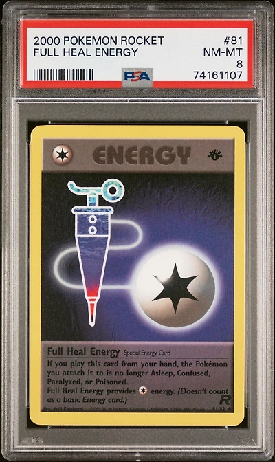 2000 Pokemon Rocket 81 Full Heal Energy PSA 8