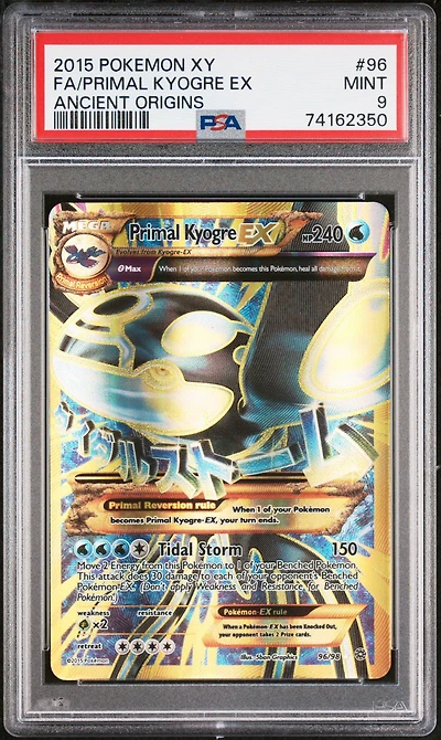 2015 Pokemon Xy Ancient Origins 96 Full Art/primal Kyogre Ex PSA 9