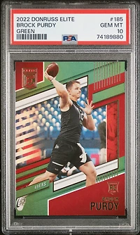 2022 Panini Donruss Elite 185 Brock Purdy Green PSA 10