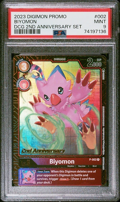 2023 Digimon Promo 002 Biyomon Digimon Card Game 2nd Anniversary Set PSA 9
