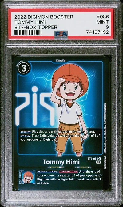 2022 Digimon Booster Next Adventure 086 Tommy Himi Box Topper PSA 9