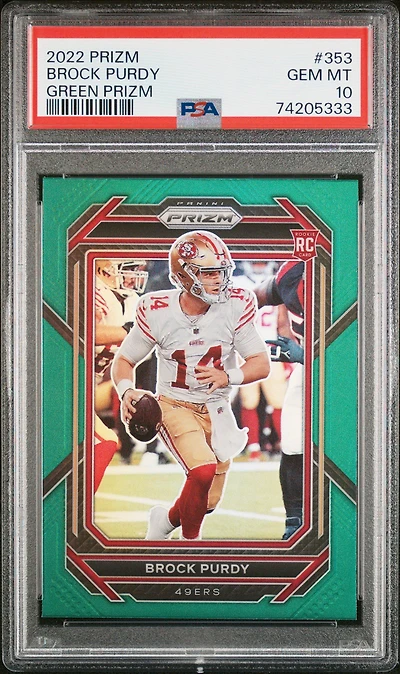 2022 Panini Prizm 353 Brock Purdy Green Prizm PSA 10