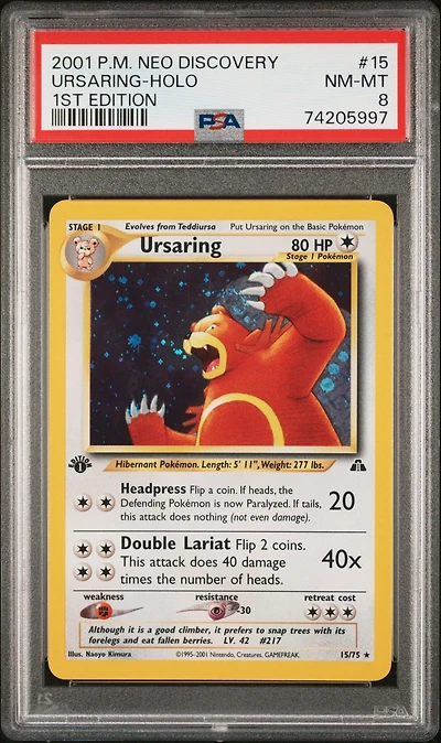 2001 Pokemon Neo Discovery 15 Ursaring PSA 8
