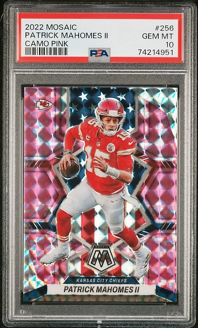2022 Panini Mosaic 256 Patrick Mahomes Ii Camo Pink PSA 10