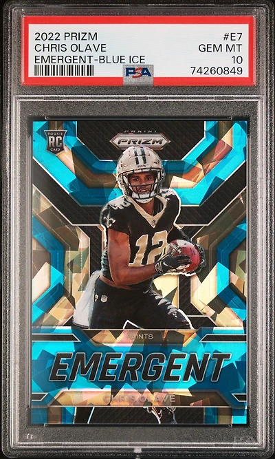 2022 Panini Prizm Emergent E7 Chris Olave Blue Ice PSA 10