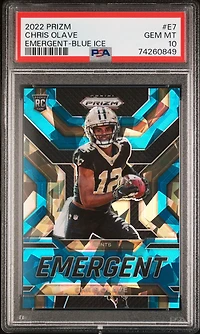 2022 Panini Prizm Emergent E7 Chris Olave Blue Ice PSA 10