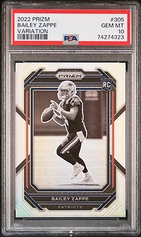 2022 Panini Prizm 305 Bailey Zappe Variation PSA 10