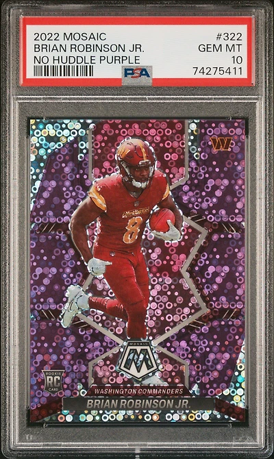 2022 Panini Mosaic 322 Brian Robinson Jr. No Huddle Purple PSA 10