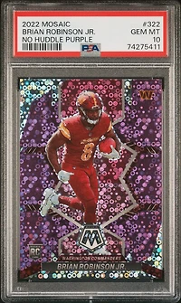 2022 Panini Mosaic 322 Brian Robinson Jr. No Huddle Purple PSA 10