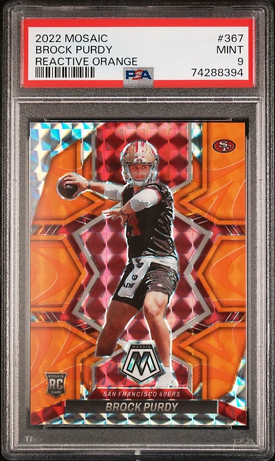 2022 Panini Mosaic 367 Brock Purdy Reactive Orange PSA