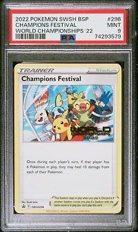 2022 Pokemon Swsh Black Star Promo 296 Champions Festival World Championships 2022 PSA 9