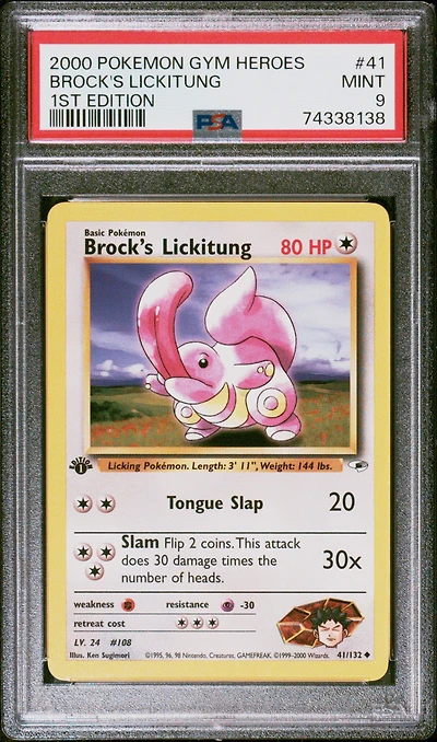 2000 Pokemon Gym Heroes 41 Brock's Lickitung 1st Edition PSA 9