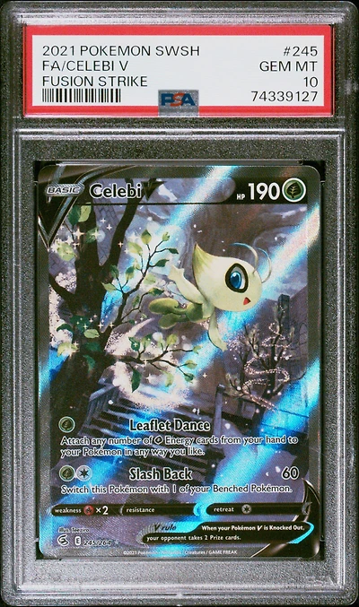 2021 Pokemon Sword & Shield Fusion Strike 245 Fa/celebi V PSA