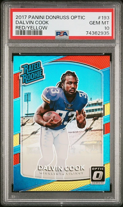 2017 Panini Donruss Optic 193 Dalvin Cook Red/yellow PSA 10