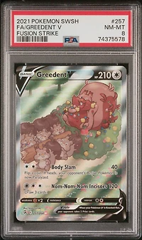2021 Pokemon Sword & Shield Fusion Strike 257 Full Art/greedent V PSA 8