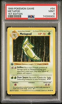 1999 Pokemon Game 54 Metapod 1st Edition PSA 9