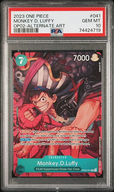 2023 One Piece Op02-paramount War Monkey D. Luffy Alternate Art PSA 10
