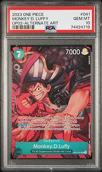 2023 One Piece Op02-paramount War Monkey D. Luffy Alternate Art PSA 10