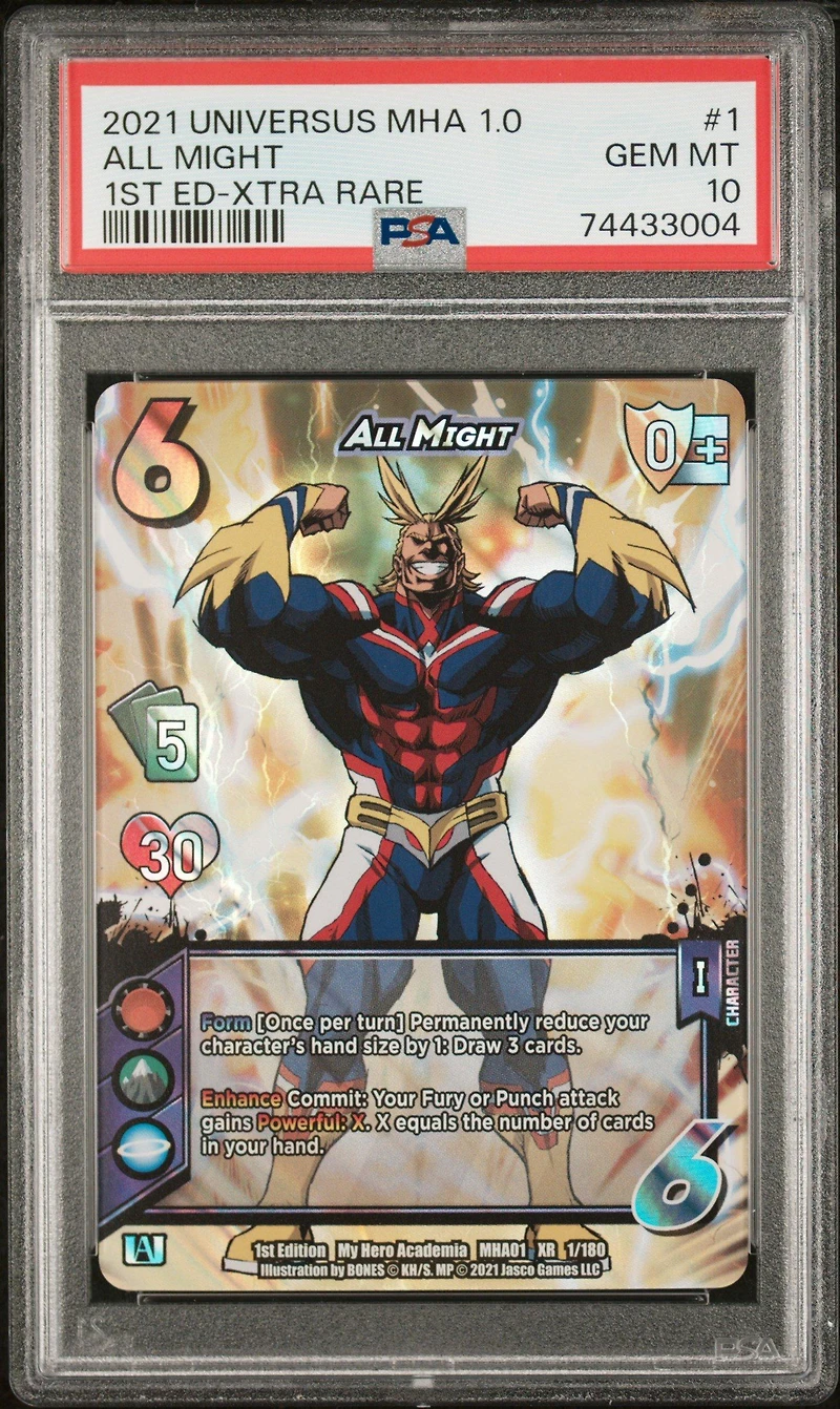 2021 Universus My Hero Academia Series 1.0 1 All Might 1st Edition-xtra Rare PSA 10