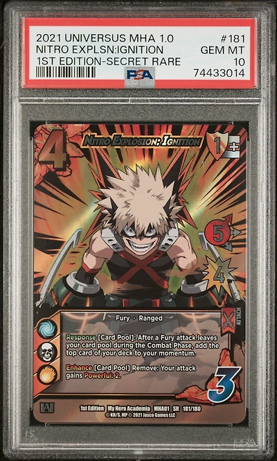 2021 Universus My Hero Academia Series 1.0 181 Nitro Explosion: Ignition 1st Edition-secret Rare PSA 10