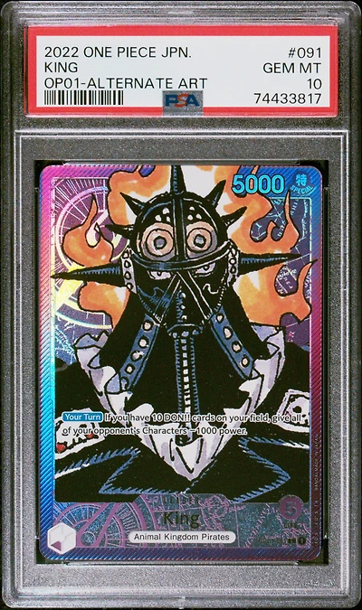 2022 One Piece Japanese Op01-romance Dawn 091 King Alternate Art PSA 10