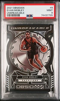 2021 Panini Obsidian Unbreakable 8 Evan Mobley PSA 9