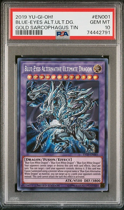 2019 Yu-gi-oh! Gold Sarcophagus Tin En001 Blue-eyes Alternative Ultimate Dragon PSA 10