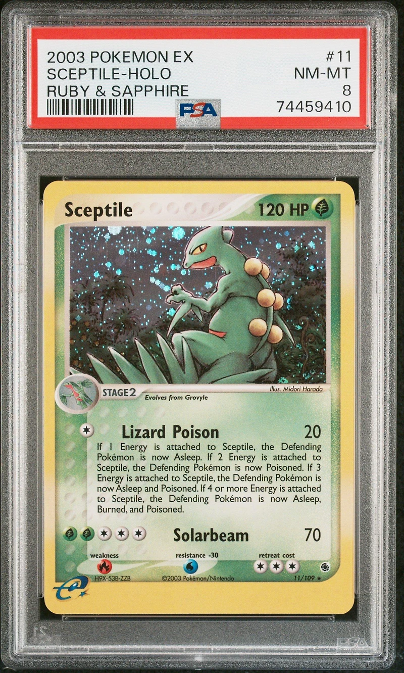 2003 Pokemon Ex Ruby & Sapphire 11 Sceptile-holo PSA 8