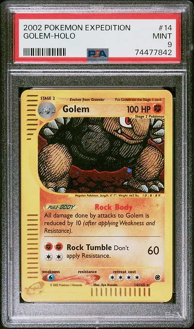 2002 Pokemon Expedition 14 Golem-holo PSA 9