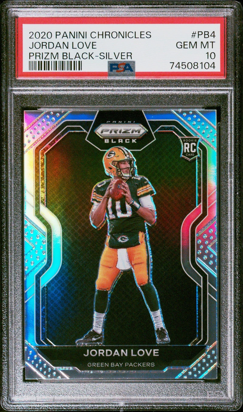 2020 Panini Chronicles Prizm Black Pb4 Jordan Love Silver PSA